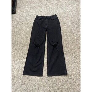 29 CEROS High-Rise Distressed Baggy Straight Wide Leg Black